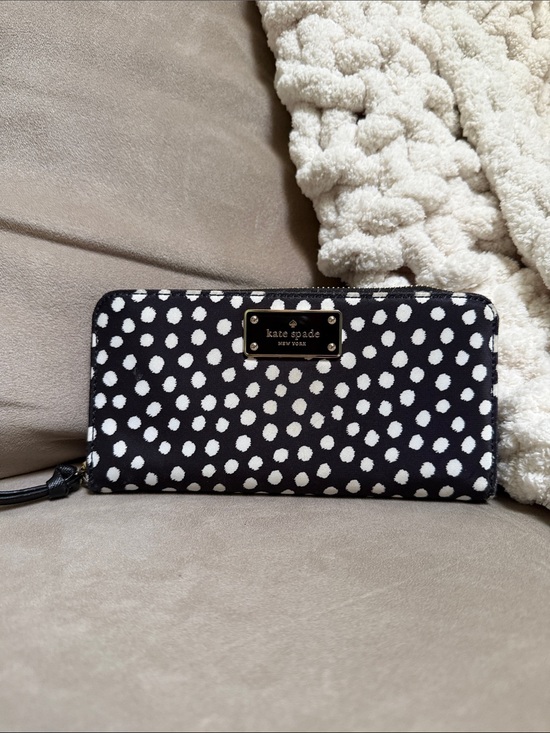 kate spade Handbags - kate spade Black and White Polka Dot Zip-Around Wallet